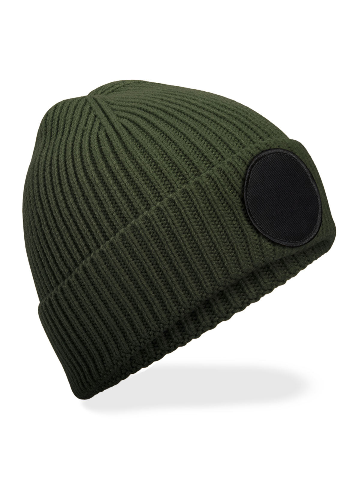 Circular Fashion Patch Beanie Beechfield Olive Green/Black
