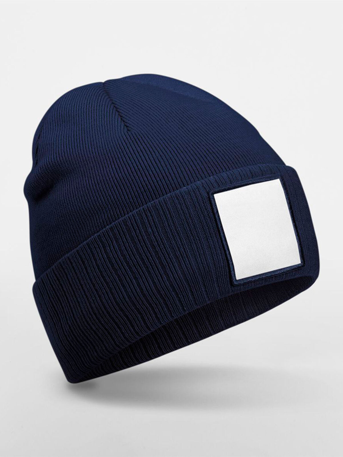 Appliqué Patch Beanie Beechfield Oxford Navy/White