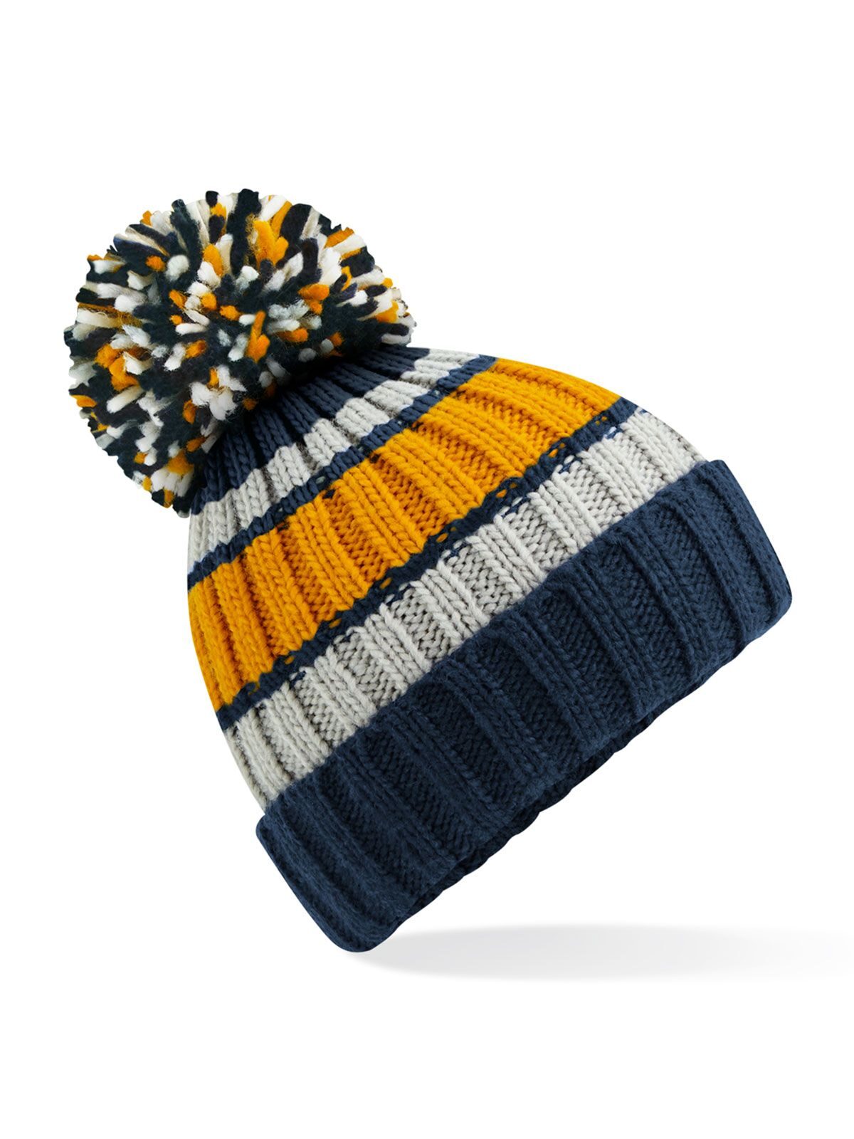 Hygge Striped Beanie Beechfield Dijon Blue