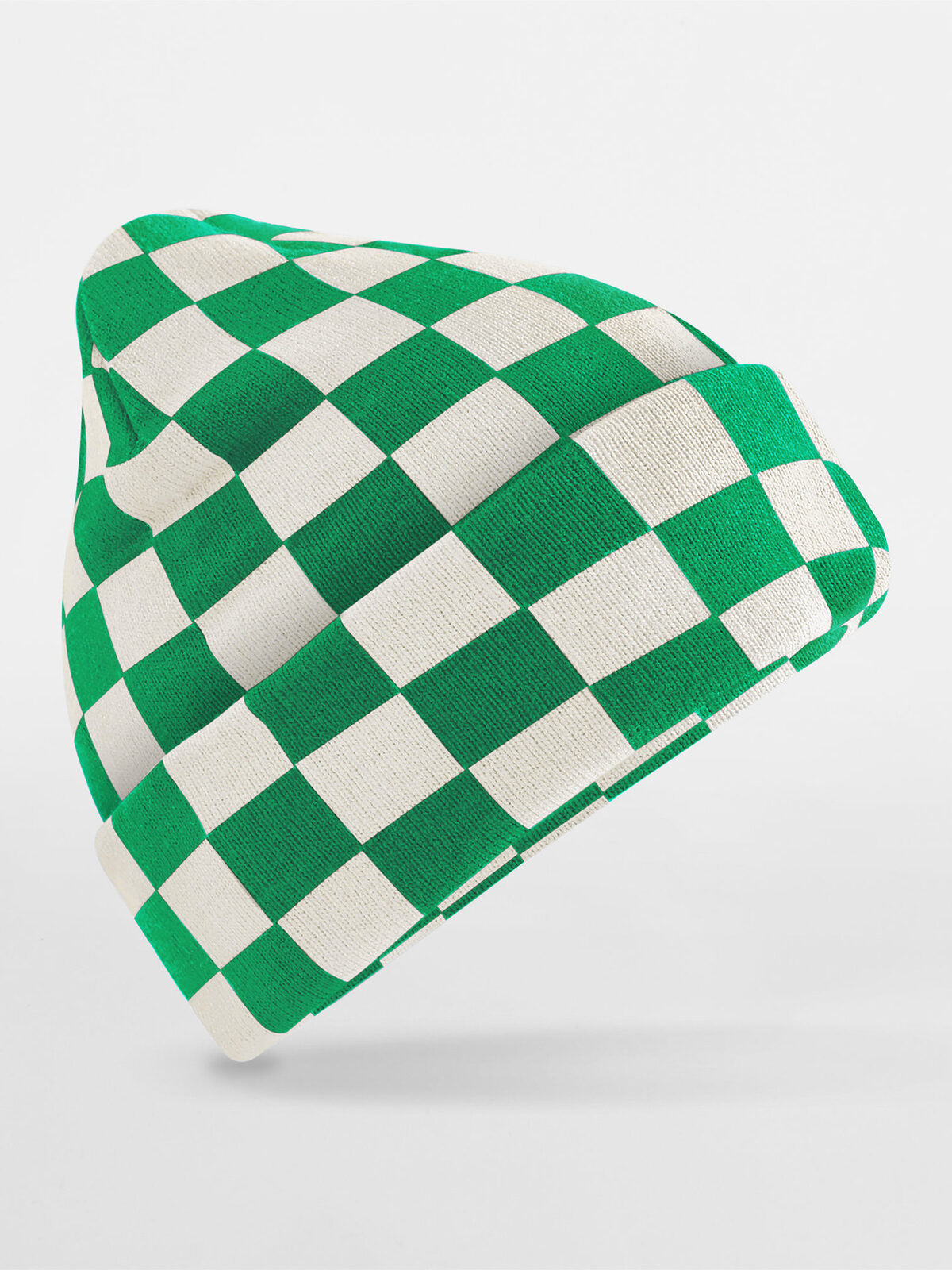 Berretto a scacchiera Beechfield Kelly Green/Off White