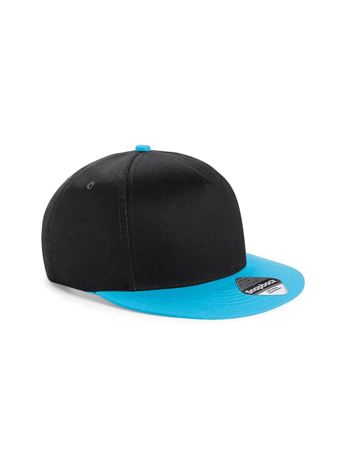 Youth Size Snapback Beechfield Black/Surf Blue