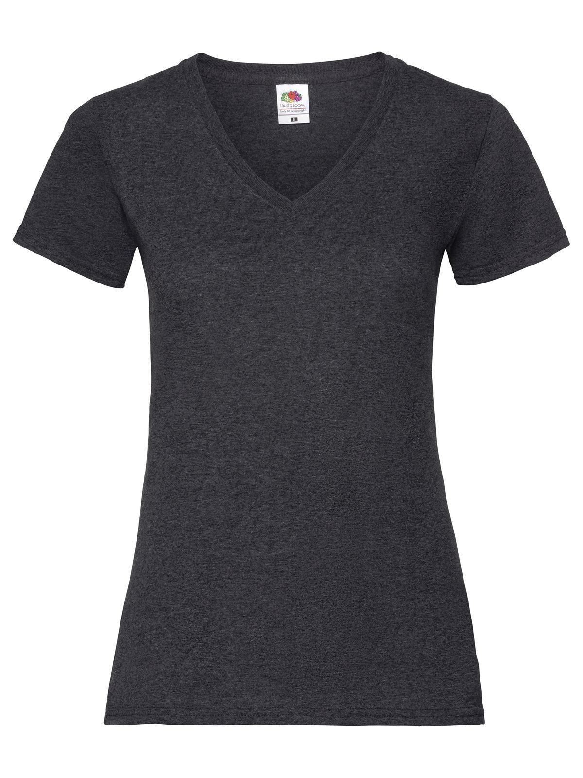Ladies Valueweight V-Neck T Fruit of the Loom Dark Heather Grey