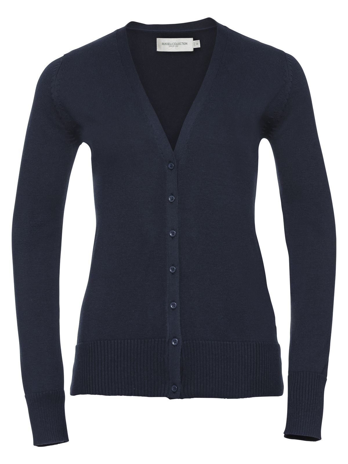 Ladies' V-Neck Knitted Cardigan Russell French Navy
