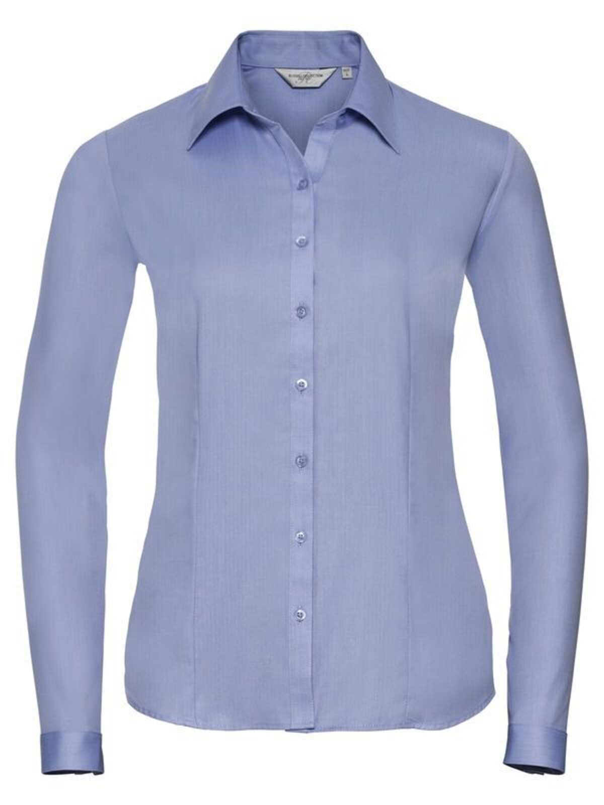 Ladies' Long Sleeve Tailored Herringbone Shirt Russell Light Blue