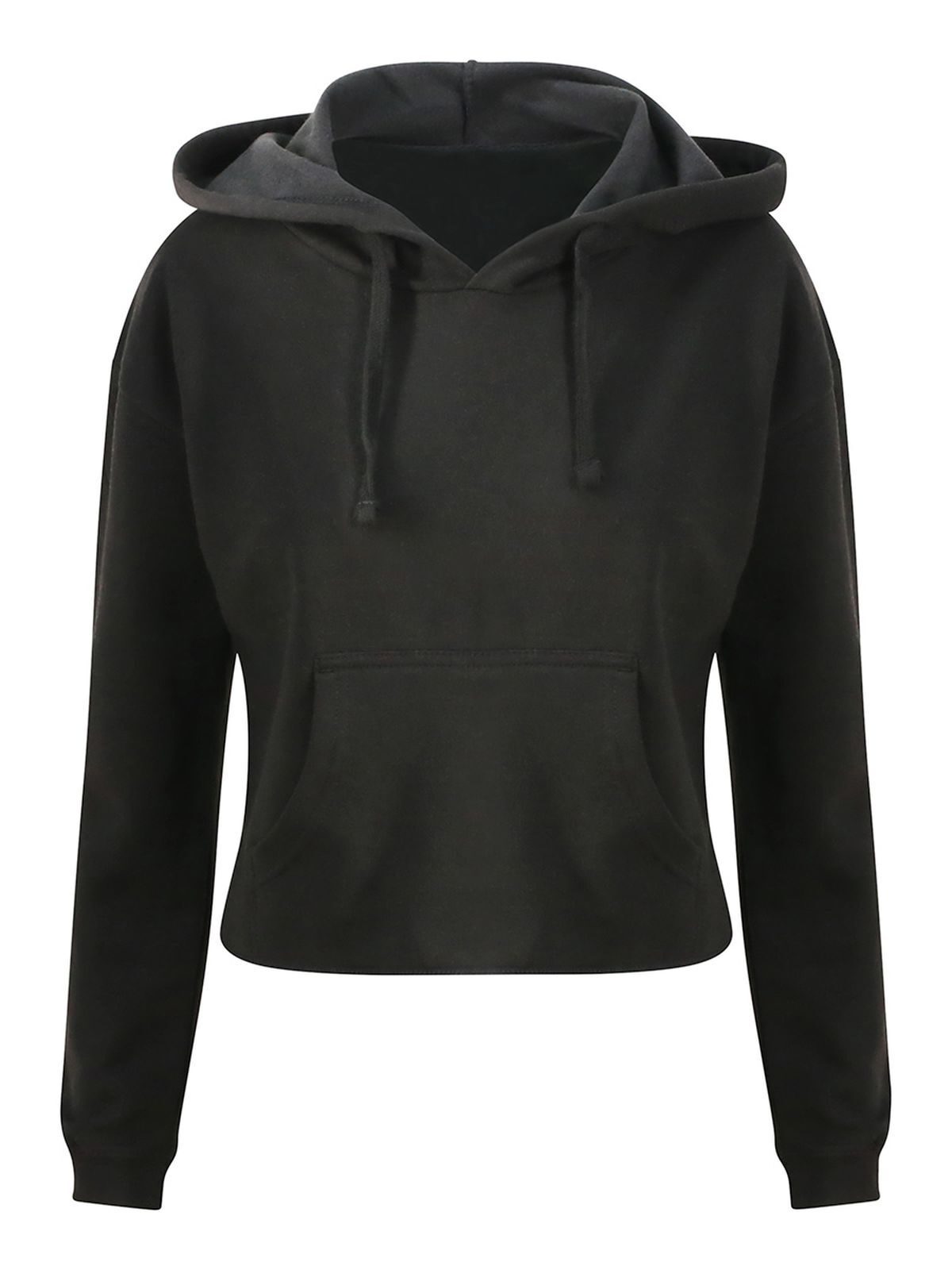 Girlie Cropped Hoodie Just Hoods by AWDis Jet Black