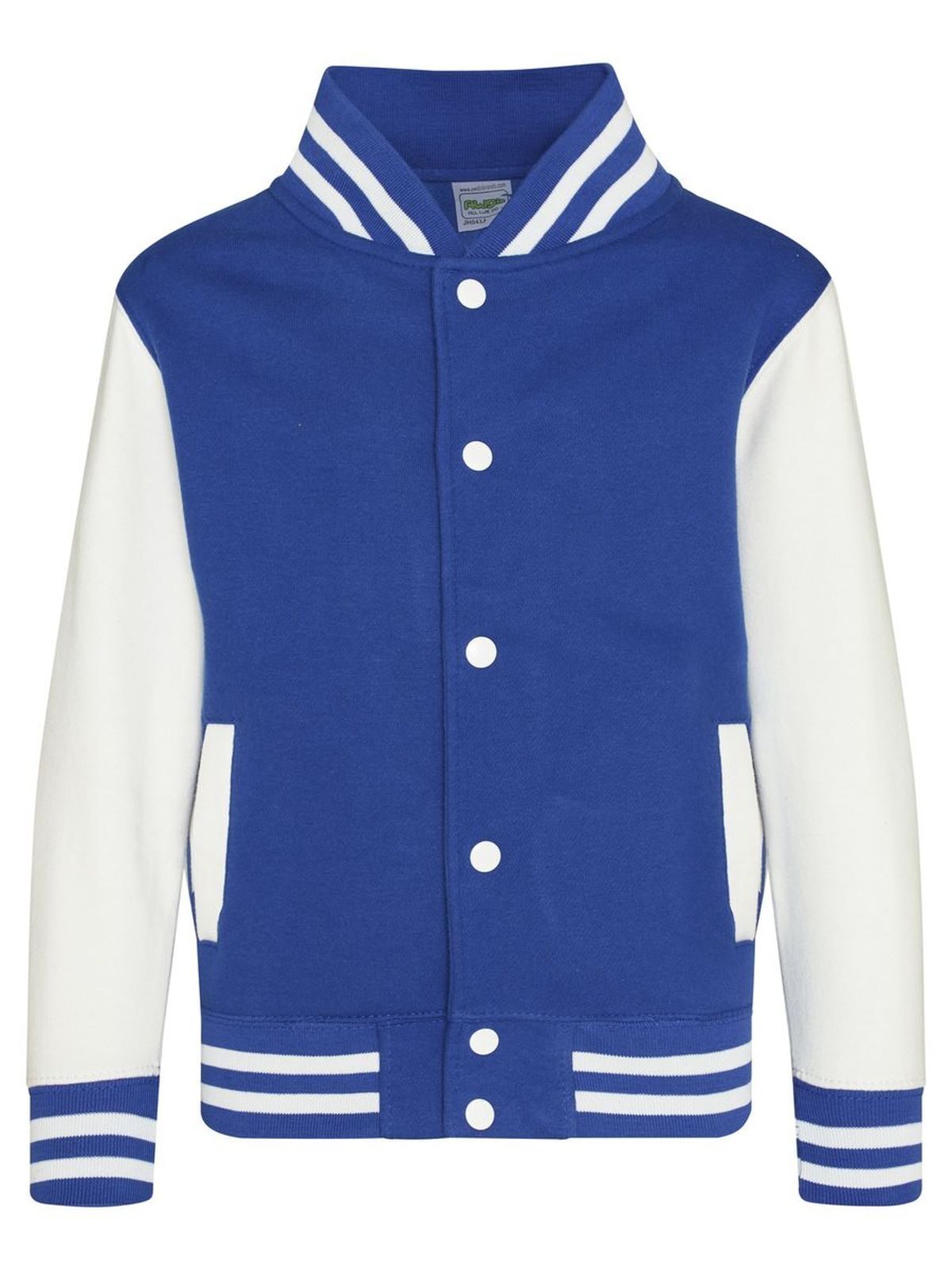 Kids Varsity Jacket Just Hoods by AWDis Royal Blue/White