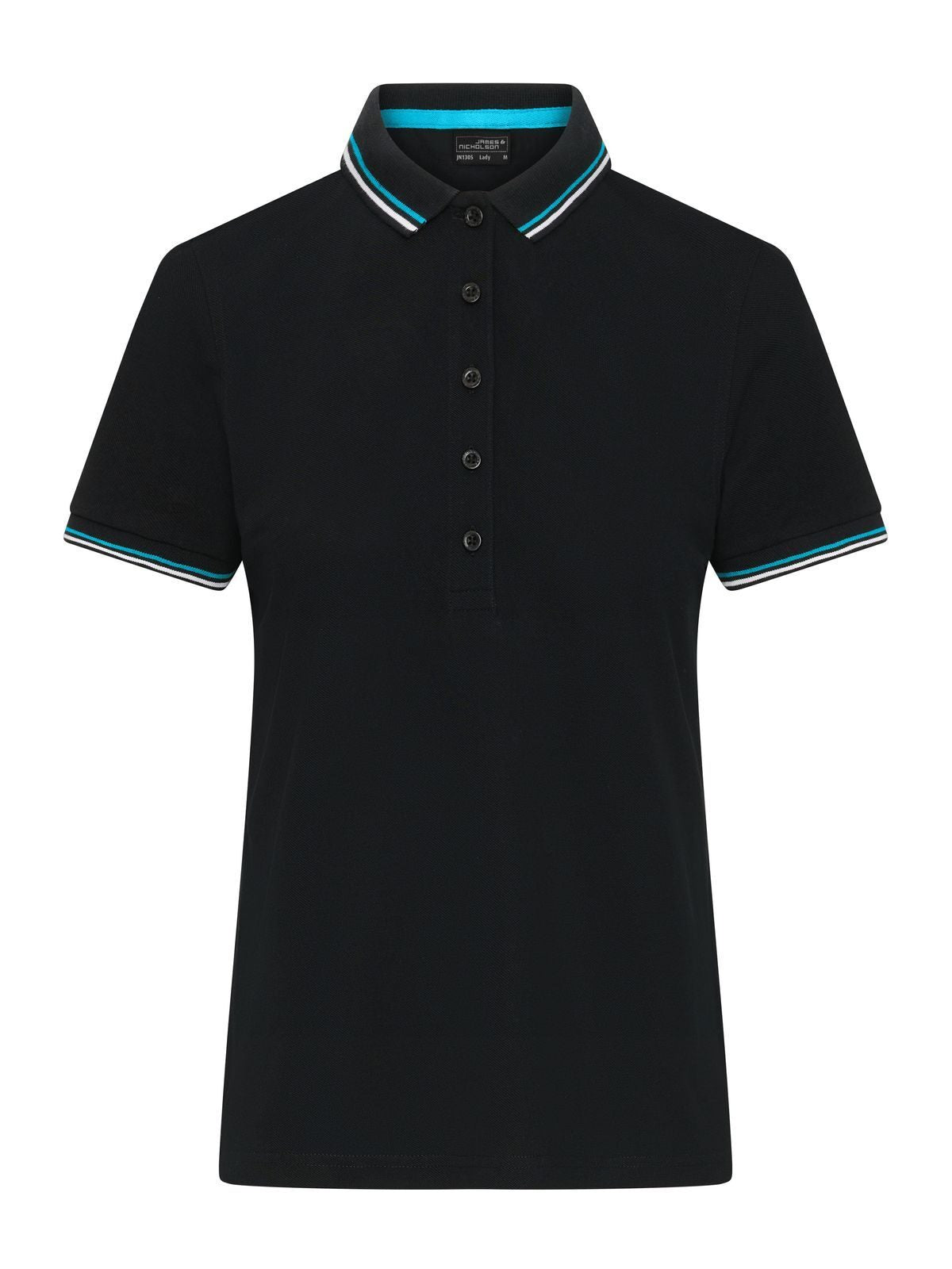 Ladies' Polo Daiber Black/White/Turquoise
