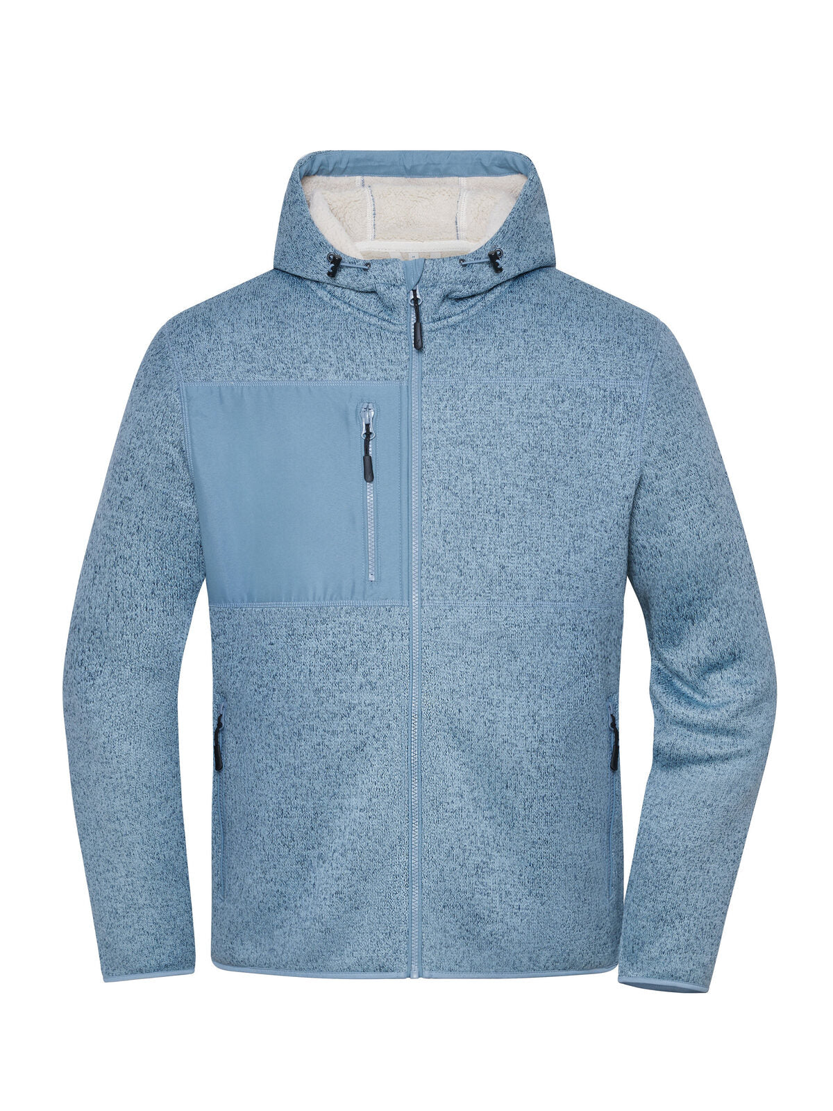 Workwear Knitted Fleece Jacket Daiber Steel-Blue-Melange/Nature