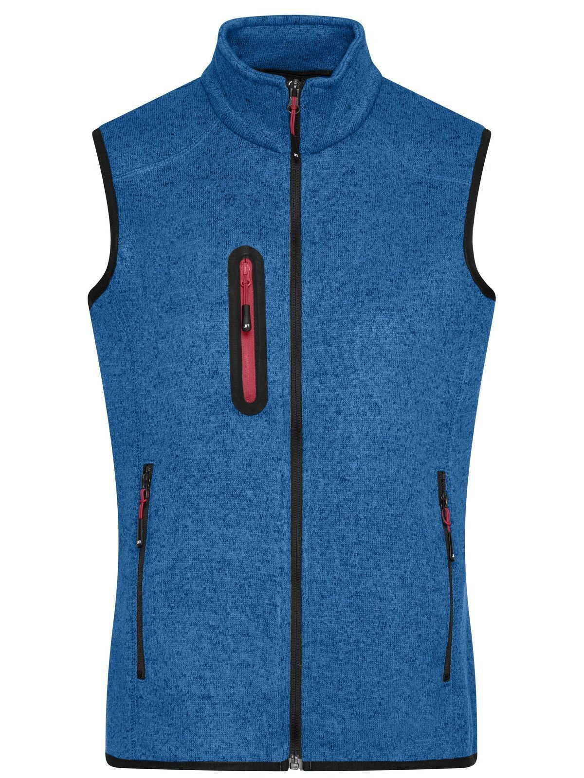 Ladies Knitted Fleece Vest Daiber Royal-Melange/Red