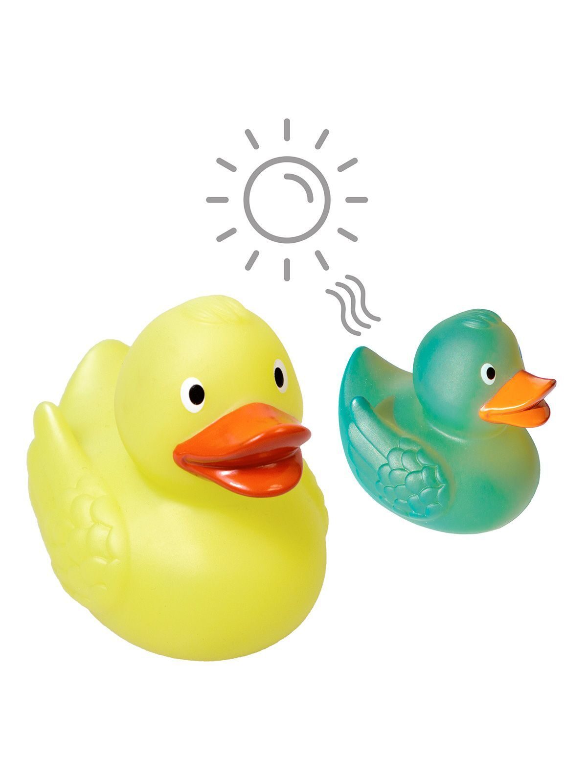 Squeaky duck, colour changing UV MBW Yellow/Green