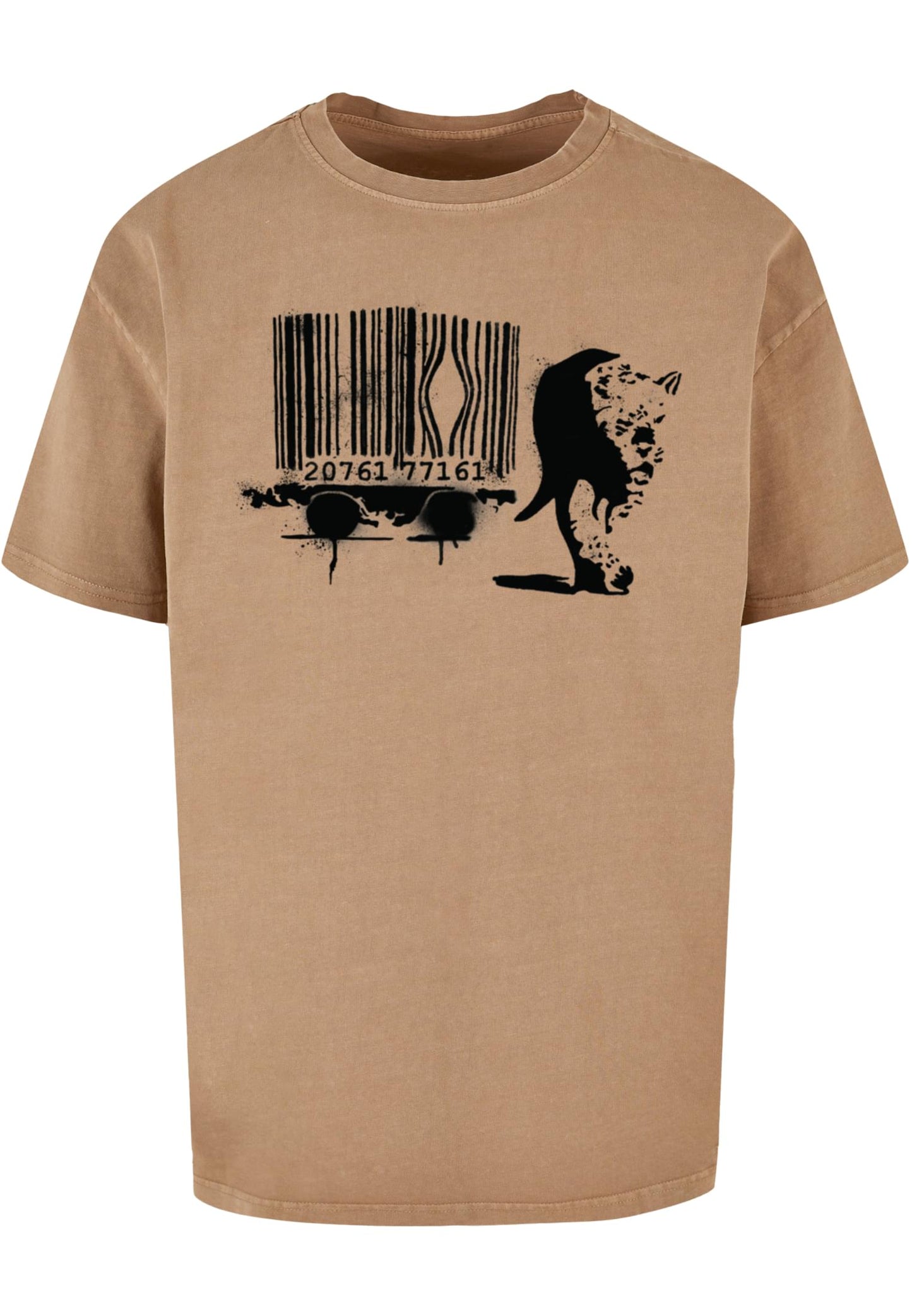 Brandalised - Barcode Leopard Acid Washed Oversize Tee