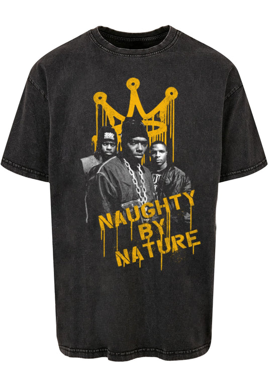 Naughty by Nature - Drip Crown Acid Washed Oversize Tee
