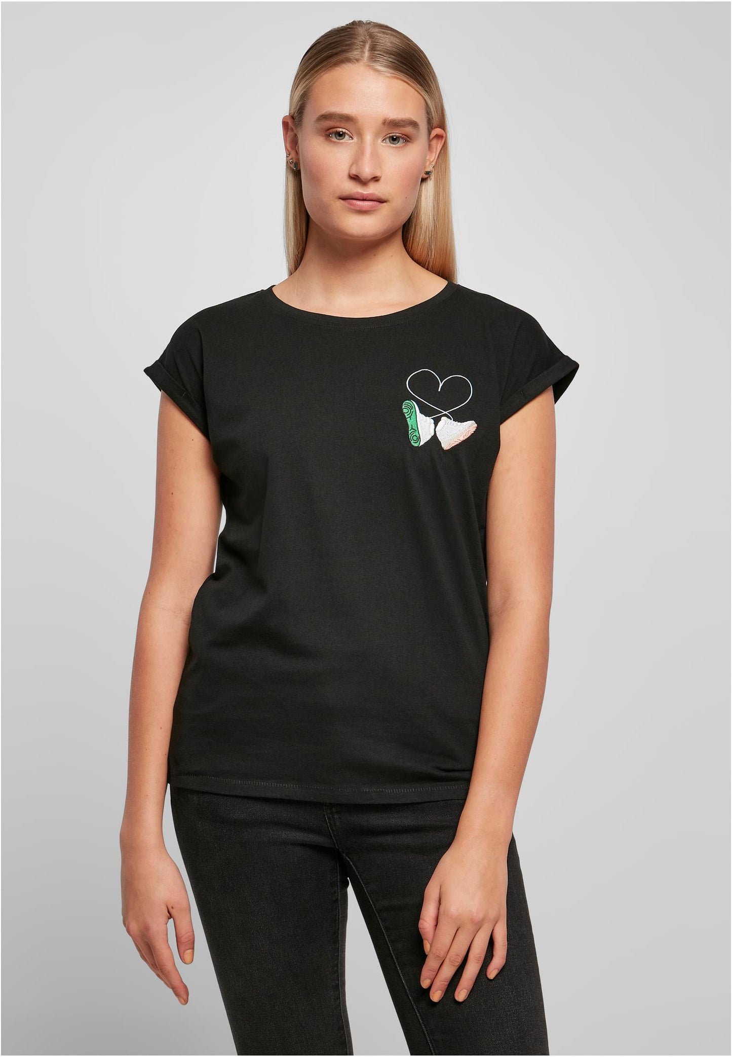 Ladies Kicks Love Extended Shoulder Tee