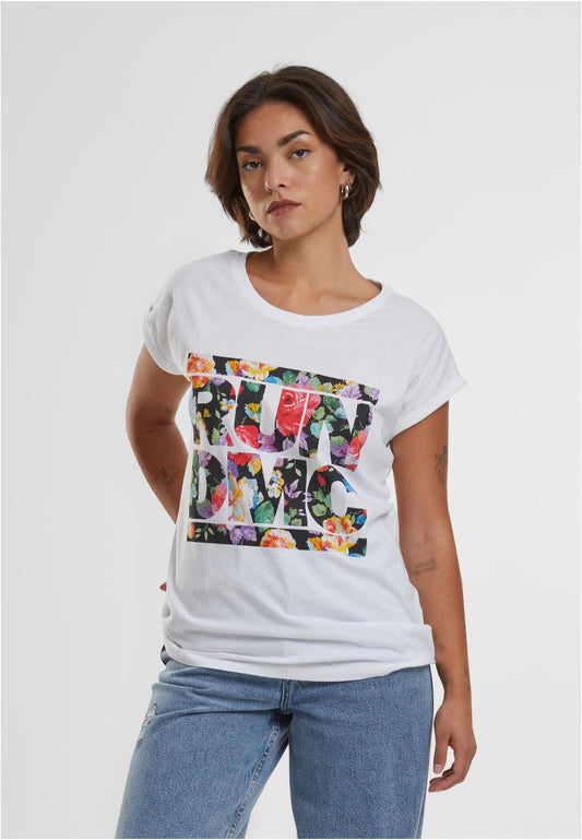 Ladies Run DMC Floral Extended Shoulder Tee