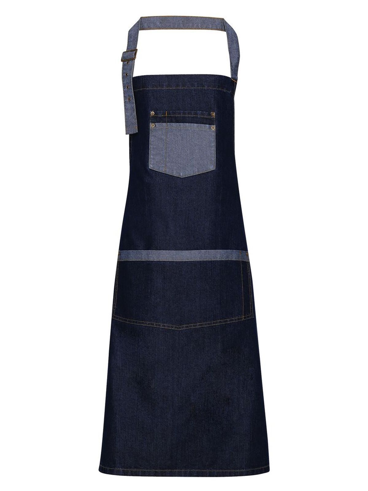 Domain Contrast Denim Bib Apron Premier Indigo Denim