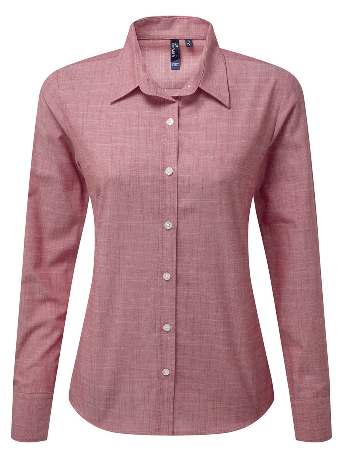 Women's Cotton Slub Chambray Long Sleeve Shirt Premier Red