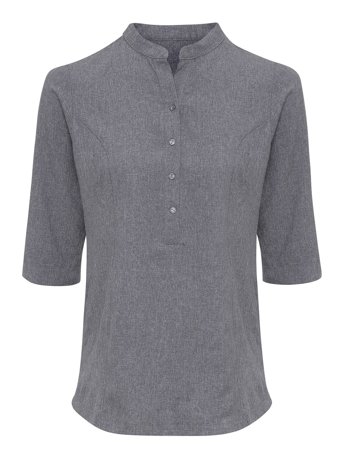 Verbena Linen Look Button Up Beauty Tunic Premier Grey Heather