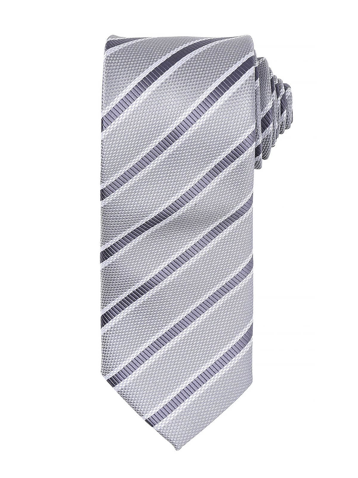 Waffle Stripe Tie Premier Silver/Dark Grey