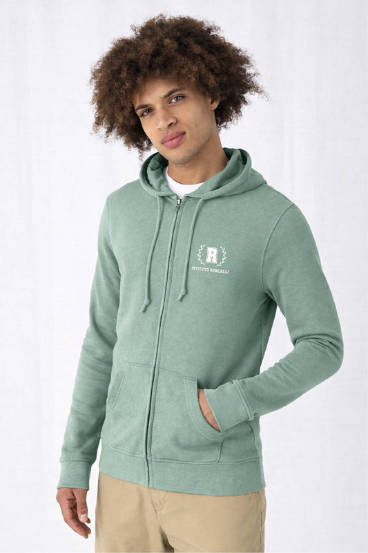 RONCALLI FELPA ZIP E CAPPUCCIO COTONE ORGANICO