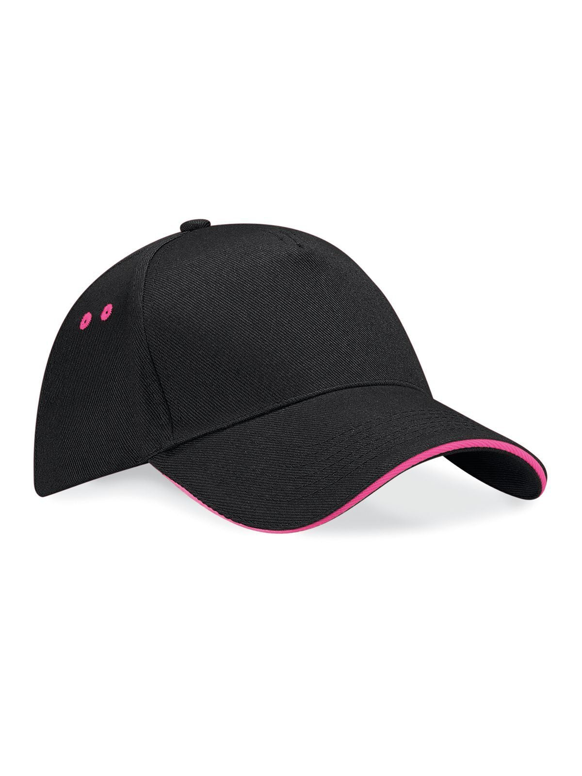 Ultimate 5 Panel Cap - Sandwich Peak Beechfield Black/Fuchsia