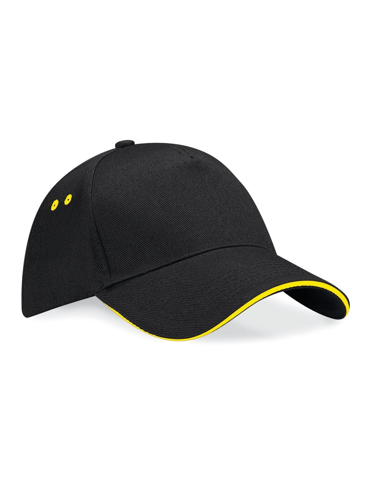 Ultimate 5 Panel Cap - Sandwich Peak Beechfield Black/Yellow