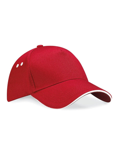 Ultimate 5 Panel Cap - Sandwich Peak Beechfield Classic Red/White