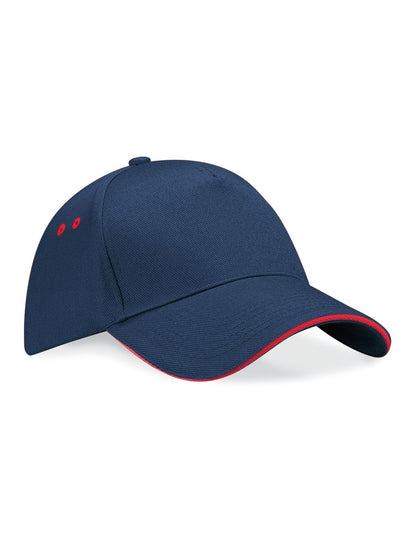 Ultimate 5 Panel Cap - Sandwich Peak Beechfield French Navy/Classic Red