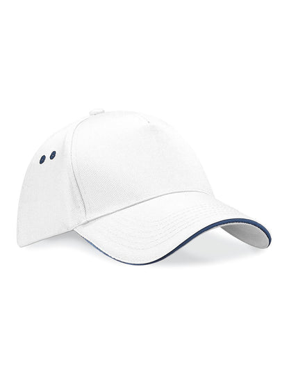 Ultimate 5 Panel Cap - Sandwich Peak Beechfield White/French Navy