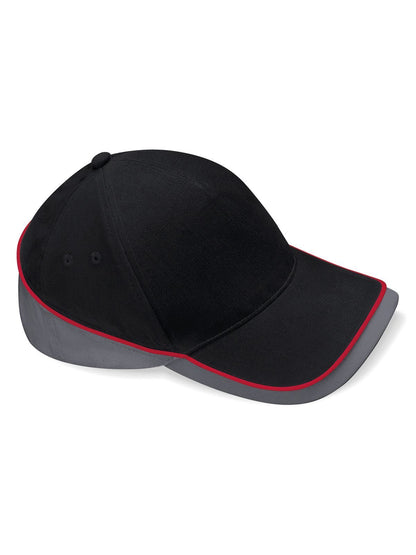 Teamwear Competition Cap Beechfield Black/Graphitegrey/Classic Red