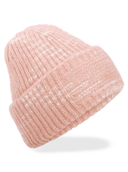Chunky Knitted Patch Beanie Beechfield Strawberry Haze