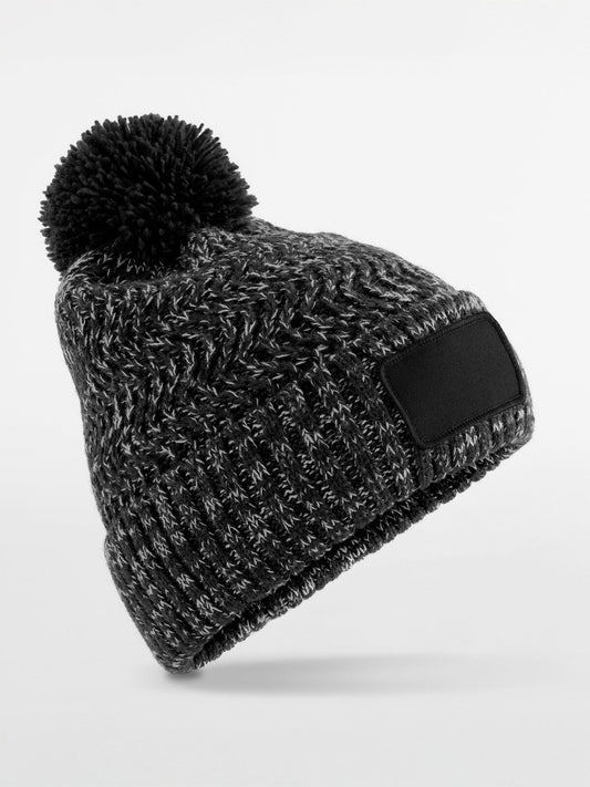 Ramble Patch Pom Beanie Beechfield Black Twist