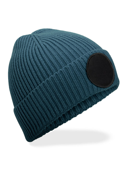 Circular Fashion Patch Beanie Beechfield Airforce Blue/Black