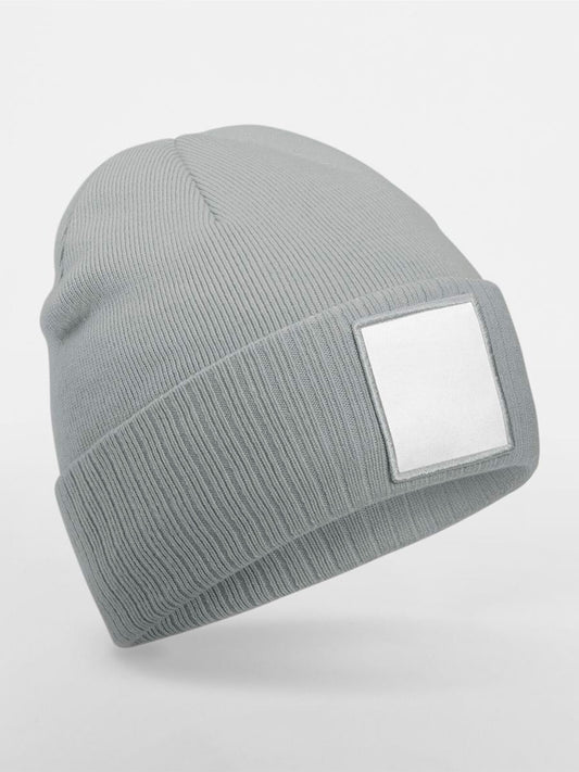 Appliqué Patch Beanie Beechfield Ash/White