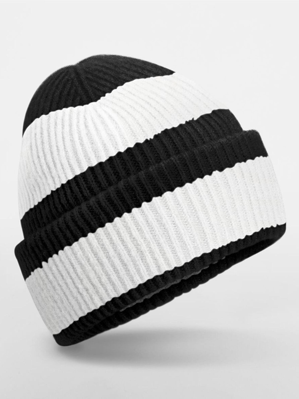 Colour Block Beanie Beechfield Black/Soft White
