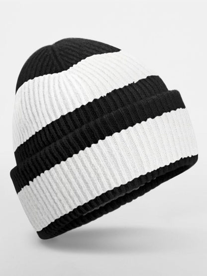 Colour Block Beanie Beechfield Black/Soft White