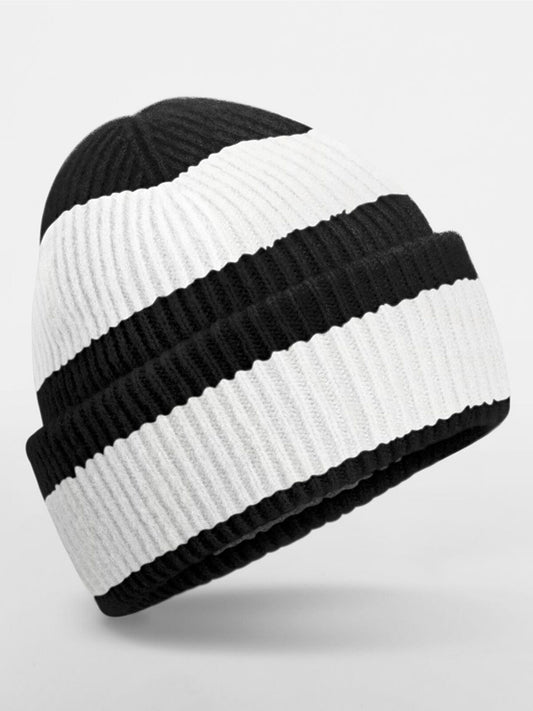 Colour Block Beanie Beechfield Black/Soft White