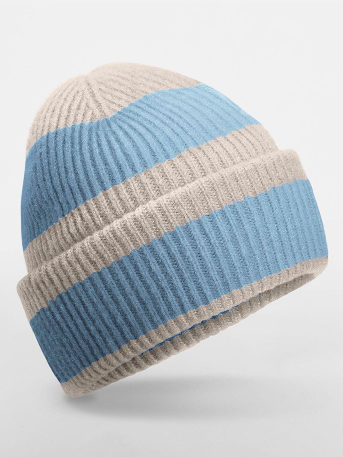 Colour Block Beanie Beechfield Natural Stone/Dusty Blue