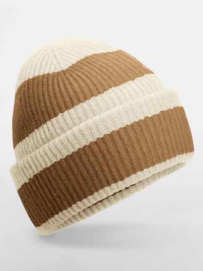 Colour Block Beanie Beechfield Vanilla/Biscuit