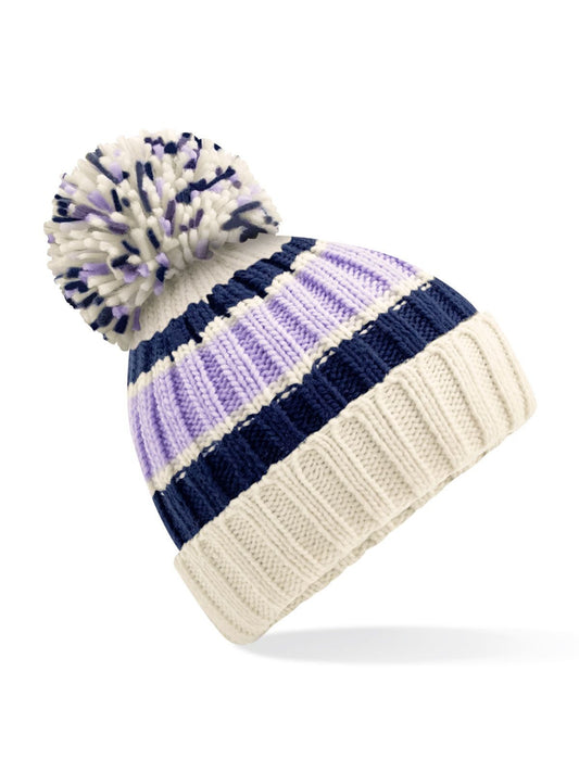Hygge Striped Beanie Beechfield Blueberry Cheesecake