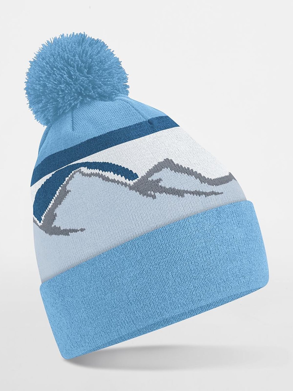 Mountain Peaks Pom Pom Beanie Beechfield Glacier Peaks