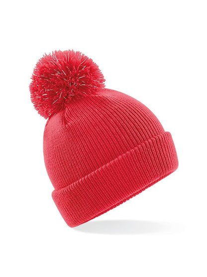 Junior Reflective Bobble Beanie Beechfield Bright Red