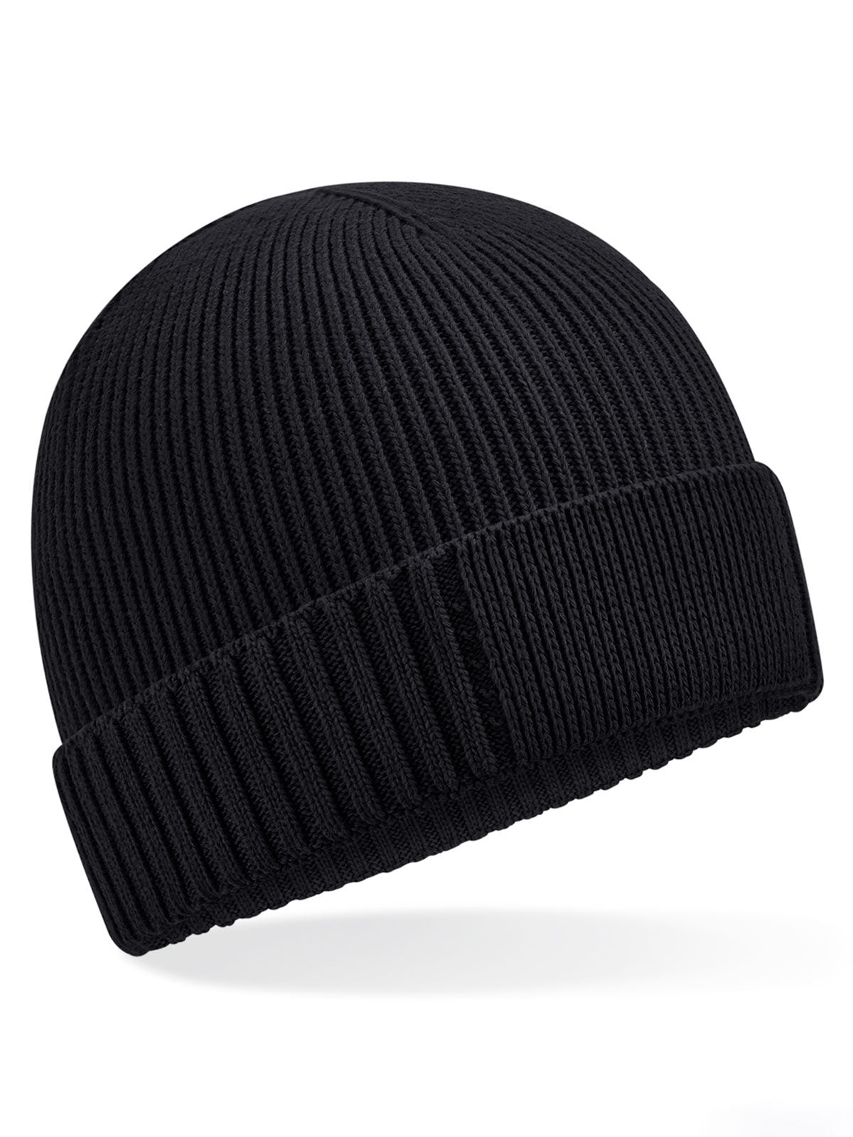 Organic Cotton Engineered Patch Beanie Beechfield Black