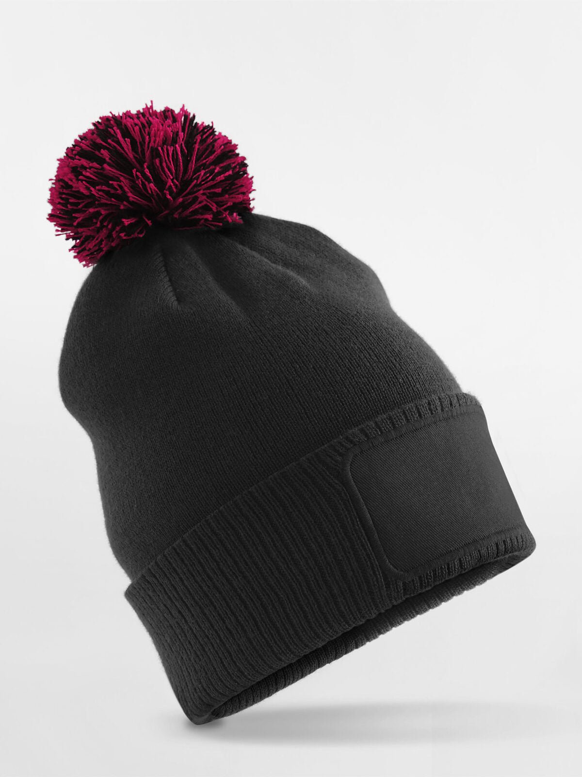 Berretto con toppa Snowstar per bambini Beechfield Black/Classic Red
