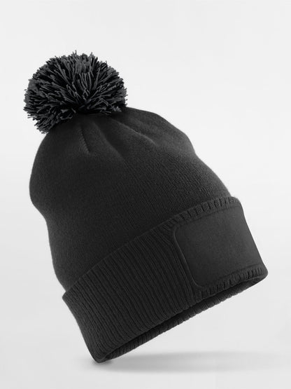 Berretto con toppa Snowstar per bambini Beechfield Black/Graphite Grey