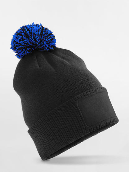 Berretto con toppa Snowstar per bambini Beechfield Black/Bright Royal