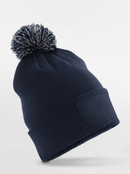 Berretto con toppa Snowstar per bambini Beechfield French Navy/Light Grey