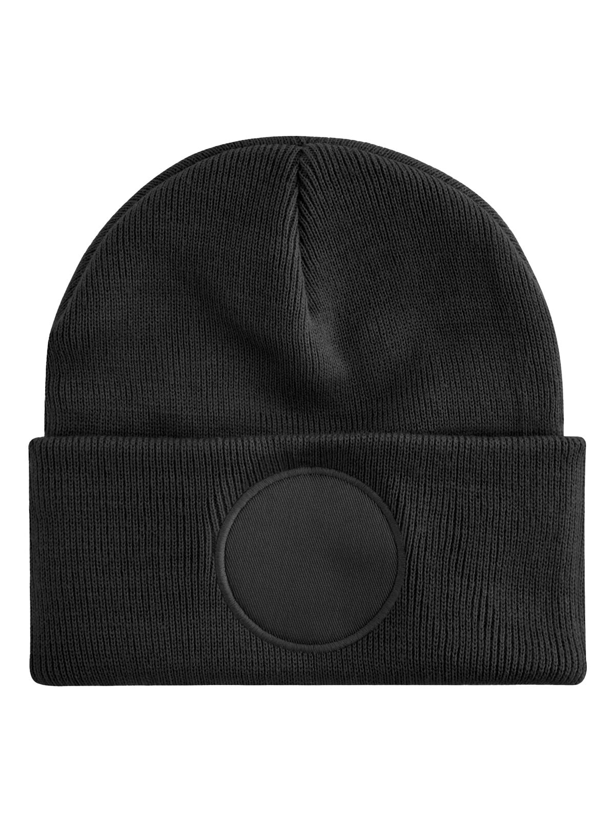 Circular Patch Beanie Beechfield Black