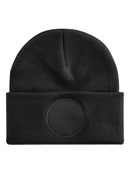 Circular Patch Beanie Beechfield Black