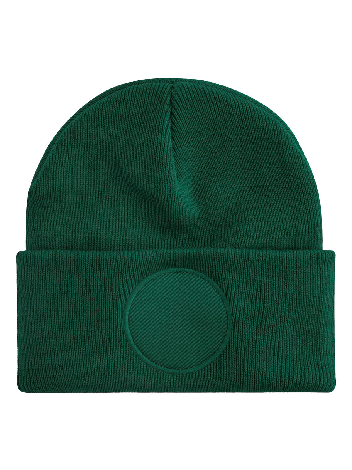 Circular Patch Beanie Beechfield Bottle Green