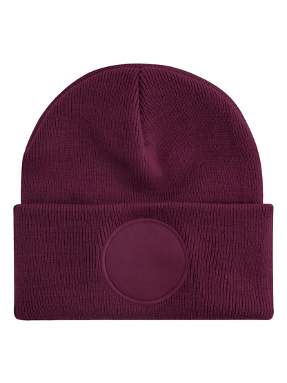 Circular Patch Beanie Beechfield Burgundy
